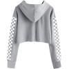 imageImily Bela Kids Crop Tops Girls Hoodies Cute Plaid Long Sleeve Fashion SweatshirtsGrey