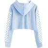 imageImily Bela Kids Crop Tops Girls Hoodies Cute Plaid Long Sleeve Fashion SweatshirtsLight Blue