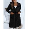imageImily Bela Womens Long Quilted Jackets Zip Up Hooded Drawstring Waist Coats with PocketsBlack