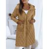 imageImily Bela Womens Long Quilted Jackets Zip Up Hooded Drawstring Waist Coats with PocketsCoffee
