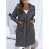 imageImily Bela Womens Long Quilted Jackets Zip Up Hooded Drawstring Waist Coats with PocketsDark Grey