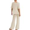 imageImily Bela Womens Summer 2 Piece Swimsuit Cover up Crochet Knit Cardigan Tops Long Pants Set Bathing Suit Beach OutfitApricot
