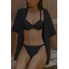imageImily Bela Womens Summer 2 Piece Swimsuit Cover up Crochet Knit Cardigan Tops Long Pants Set Bathing Suit Beach OutfitBlack