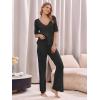 imageImily Bela Womens Summer 2 Piece Swimsuit Cover up Crochet Knit Cardigan Tops Long Pants Set Bathing Suit Beach OutfitBlack