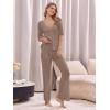 imageImily Bela Womens Summer 2 Piece Swimsuit Cover up Crochet Knit Cardigan Tops Long Pants Set Bathing Suit Beach OutfitKhaki