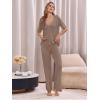 imageImily Bela Womens Summer 2 Piece Swimsuit Cover up Crochet Knit Cardigan Tops Long Pants Set Bathing Suit Beach OutfitKhaki