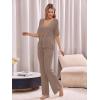 imageImily Bela Womens Summer 2 Piece Swimsuit Cover up Crochet Knit Cardigan Tops Long Pants Set Bathing Suit Beach OutfitKhaki