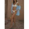 imageImily Bela Womens Summer 2 Piece Swimsuit Cover up Crochet Knit Cardigan Tops Long Pants Set Bathing Suit Beach OutfitLight Blue