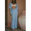 imageImily Bela Womens Summer 2 Piece Swimsuit Cover up Crochet Knit Cardigan Tops Long Pants Set Bathing Suit Beach OutfitLight Blue