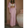 imageImily Bela Womens Summer 2 Piece Swimsuit Cover up Crochet Knit Cardigan Tops Long Pants Set Bathing Suit Beach OutfitLight Pink
