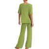 imageImily Bela Womens Summer 2 Piece Swimsuit Cover up Crochet Knit Cardigan Tops Long Pants Set Bathing Suit Beach OutfitOlive