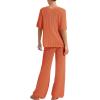 imageImily Bela Womens Summer 2 Piece Swimsuit Cover up Crochet Knit Cardigan Tops Long Pants Set Bathing Suit Beach OutfitOrange