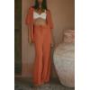 imageImily Bela Womens Summer 2 Piece Swimsuit Cover up Crochet Knit Cardigan Tops Long Pants Set Bathing Suit Beach OutfitOrange