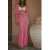 imageImily Bela Womens Summer 2 Piece Swimsuit Cover up Crochet Knit Cardigan Tops Long Pants Set Bathing Suit Beach OutfitPink