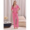 imageImily Bela Womens Summer 2 Piece Swimsuit Cover up Crochet Knit Cardigan Tops Long Pants Set Bathing Suit Beach OutfitPink