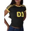 imageImily Bela Womens Summer Crop Tops Y2k Baby Tees Cute Letter Print Short Sleeve Vintage T ShirtBlack