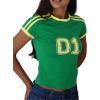 imageImily Bela Womens Summer Crop Tops Y2k Baby Tees Cute Letter Print Short Sleeve Vintage T ShirtGreen
