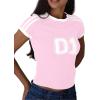imageImily Bela Womens Summer Crop Tops Y2k Baby Tees Cute Letter Print Short Sleeve Vintage T ShirtPink