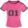 imageImily Bela Womens Summer Crop Tops Y2k Baby Tees Cute Letter Print Short Sleeve Vintage T ShirtRose Red