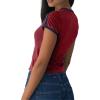 imageImily Bela Womens Summer Crop Tops Y2k Baby Tees Cute Letter Print Short Sleeve Vintage T ShirtWine Red
