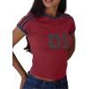 imageImily Bela Womens Summer Crop Tops Y2k Baby Tees Cute Letter Print Short Sleeve Vintage T ShirtWine Red