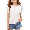 imageImily Bela Girls Ruffle Sleeve Shirts Summer Crewneck Eyelet Tee Tops Casual Cute Blouse 415 YearsWhite