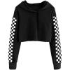 imageImily Bela Kids Crop Tops Girls Hoodies Cute Plaid Long Sleeve Fashion SweatshirtsBlack