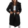 imageImily Bela Womens Long Quilted Jackets Zip Up Hooded Drawstring Waist Coats with PocketsBlack