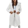 imageImily Bela Womens Long Quilted Jackets Zip Up Hooded Drawstring Waist Coats with PocketsWhite