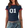 imageImily Bela Womens Summer Crop Tops Y2k Baby Tees Cute Letter Print Short Sleeve Vintage T ShirtNavy