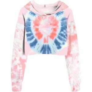 imageImily Bela Kids Crop Tops Girls Hoodies Cute Plaid Long Sleeve Fashion SweatshirtsTie Dye1