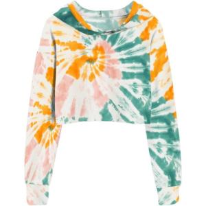 imageImily Bela Kids Crop Tops Girls Hoodies Cute Plaid Long Sleeve Fashion SweatshirtsTie Dye3