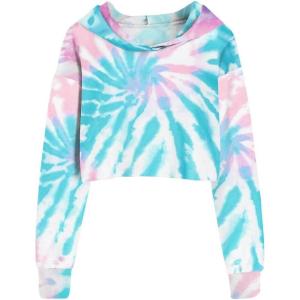 imageImily Bela Kids Crop Tops Girls Hoodies Cute Plaid Long Sleeve Fashion SweatshirtsTie Dye5