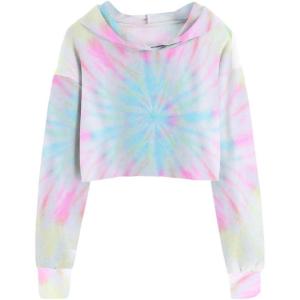 imageImily Bela Kids Crop Tops Girls Hoodies Cute Plaid Long Sleeve Fashion SweatshirtsTie Dye6