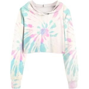 imageImily Bela Kids Crop Tops Girls Hoodies Cute Plaid Long Sleeve Fashion SweatshirtsTie Dye7