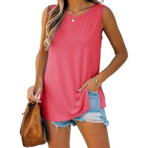 imageImily Bela Womens Loose Fit Casual Flowy Tank Tops Crewneck Trendy Sleeveless Side Split Summer Tops Clothes Outfits 2025Watermelon Red