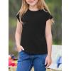 imageImily Bela Girls Short Cap Sleeve T Shirts Kids Crew Neck Casual Loose Summer Tops 514 YearsBlack