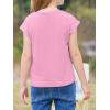 imageImily Bela Girls Short Cap Sleeve T Shirts Kids Crew Neck Casual Loose Summer Tops 514 YearsLight Pink