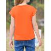 imageImily Bela Girls Short Cap Sleeve T Shirts Kids Crew Neck Casual Loose Summer Tops 514 YearsOrange