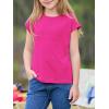 imageImily Bela Girls Short Cap Sleeve T Shirts Kids Crew Neck Casual Loose Summer Tops 514 YearsRose Red