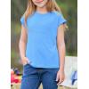imageImily Bela Girls Short Cap Sleeve T Shirts Kids Crew Neck Casual Loose Summer Tops 514 YearsSky Blue