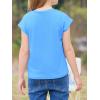 imageImily Bela Girls Short Cap Sleeve T Shirts Kids Crew Neck Casual Loose Summer Tops 514 YearsSky Blue