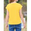 imageImily Bela Girls Short Cap Sleeve T Shirts Kids Crew Neck Casual Loose Summer Tops 514 YearsYellow