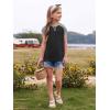 imageImily Bela Girls Summer T Shirts Casual Cap Sleeve Crewneck Raglan Tops with PocketBlack