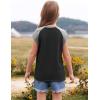 imageImily Bela Girls Summer T Shirts Casual Cap Sleeve Crewneck Raglan Tops with PocketBlack