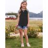 imageImily Bela Girls Summer T Shirts Casual Cap Sleeve Crewneck Raglan Tops with PocketBlack