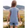 imageImily Bela Girls Summer T Shirts Casual Cap Sleeve Crewneck Raglan Tops with PocketBlue