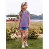 imageImily Bela Girls Summer T Shirts Casual Cap Sleeve Crewneck Raglan Tops with PocketDeep Purple