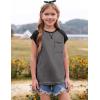 imageImily Bela Girls Summer T Shirts Casual Cap Sleeve Crewneck Raglan Tops with PocketGrey