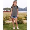 imageImily Bela Girls Summer T Shirts Casual Cap Sleeve Crewneck Raglan Tops with PocketGrey